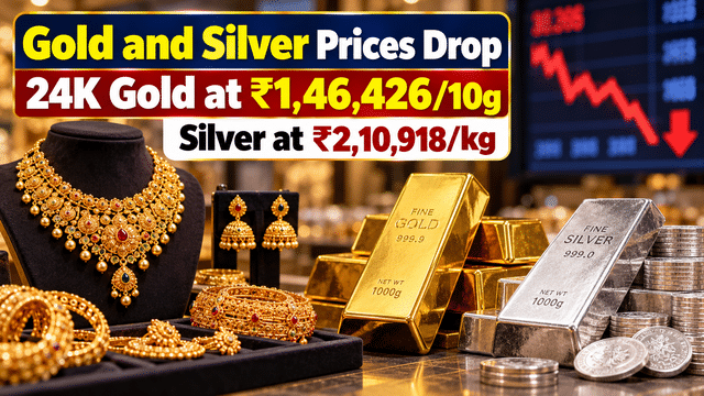 Gold and silver prices fall this week: 24K gold at ₹1,46,426 per 10 ...
