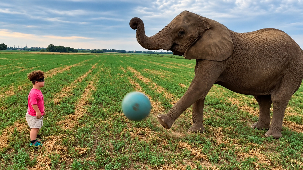 Funny elephant surprise creates an unexpected reaction on camera
