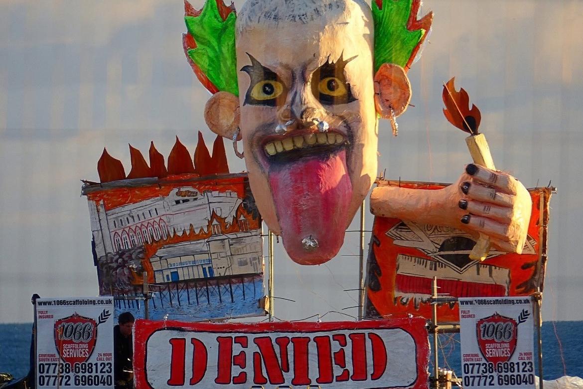 Edgy Hastings Bonfire effigy takes a swipe at suspicious fires