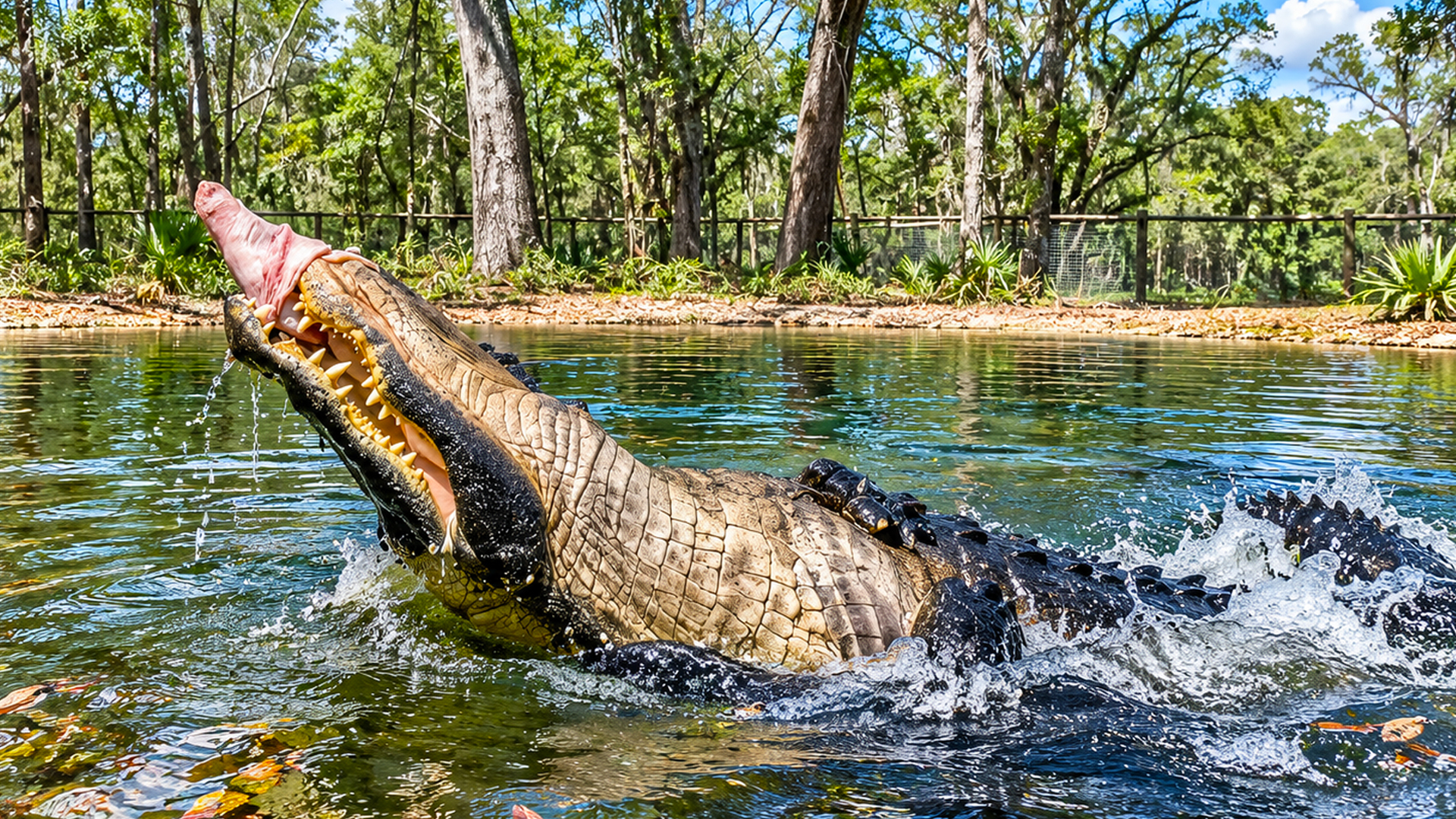 Alligator death roll shows bone crushing power during feeding