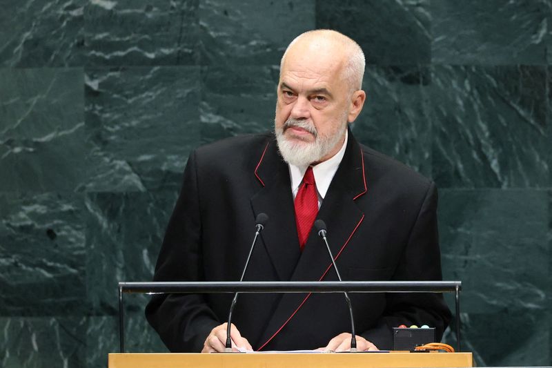 Albanian Prime Minister Edi Rama addresses the 81st United Nations General Assembly (UNGA) at UN headquarters in New York City, US, September 25, 2026. REUTERS/Caitlin Ochs