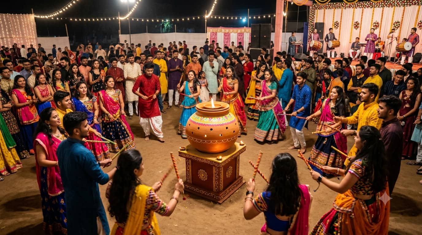Garba during Navratri: The spiritual meaning of Garbh Deep, circular ...
