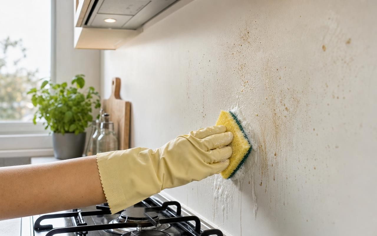 Enlever une tache de graisse sur un mur avec du liquide vaisselle