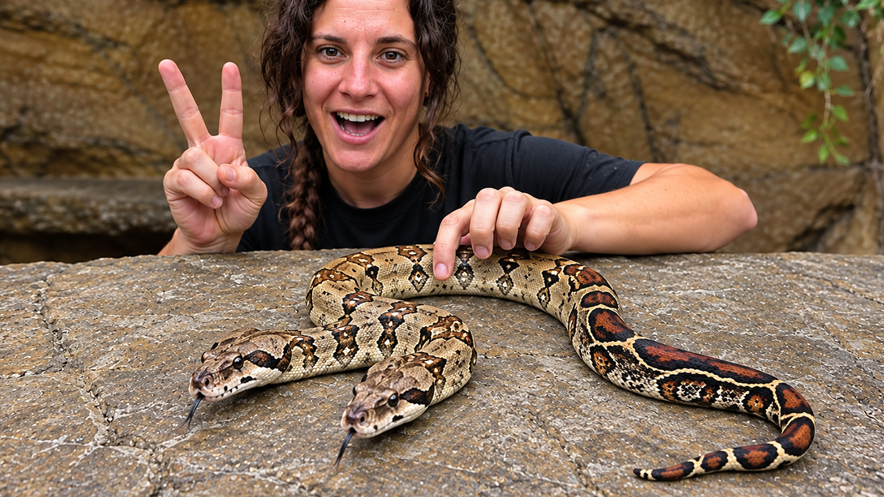 Boa with two heads and four eyes brings double the attitude