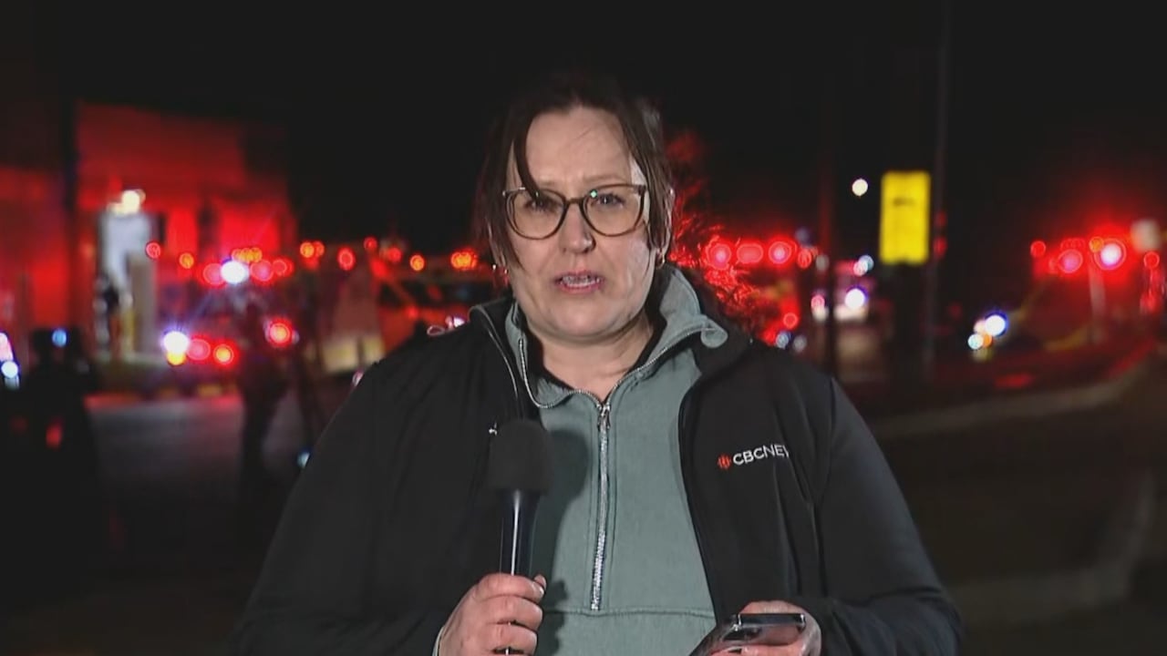 The scene outside Wainwright hospital following fire at military base