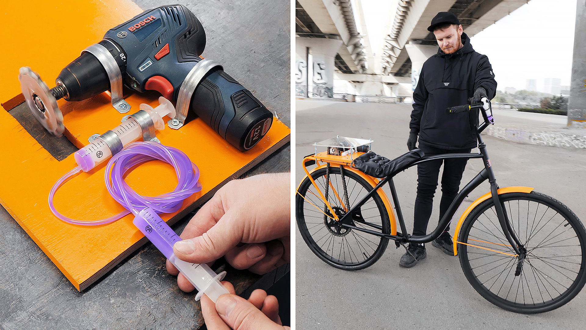 This guy made an electric bike out of a drill