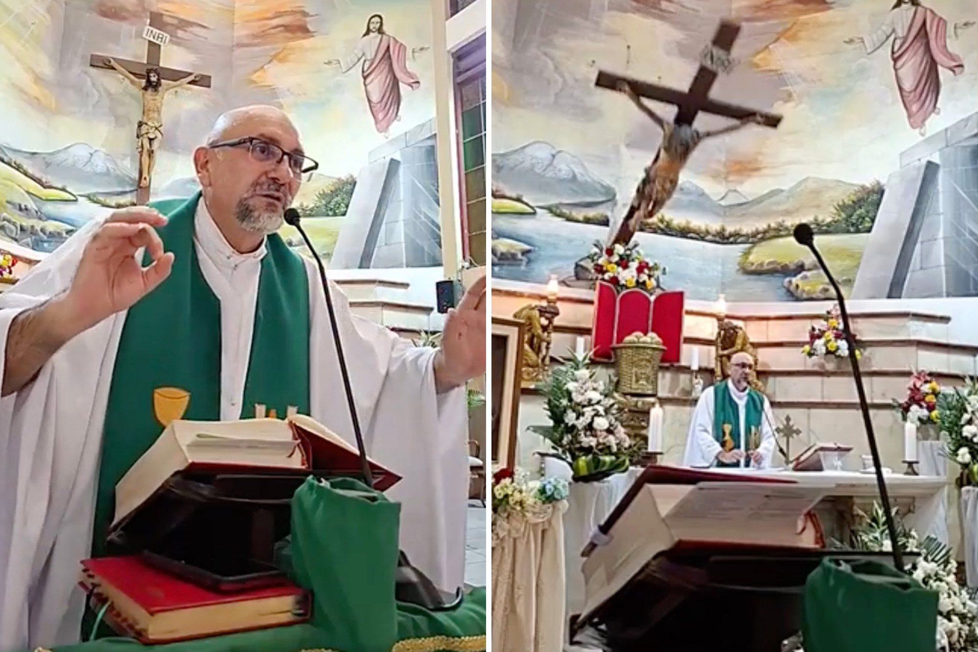 Priest gave sermon on spontaneity of death just before falling crucifix ...