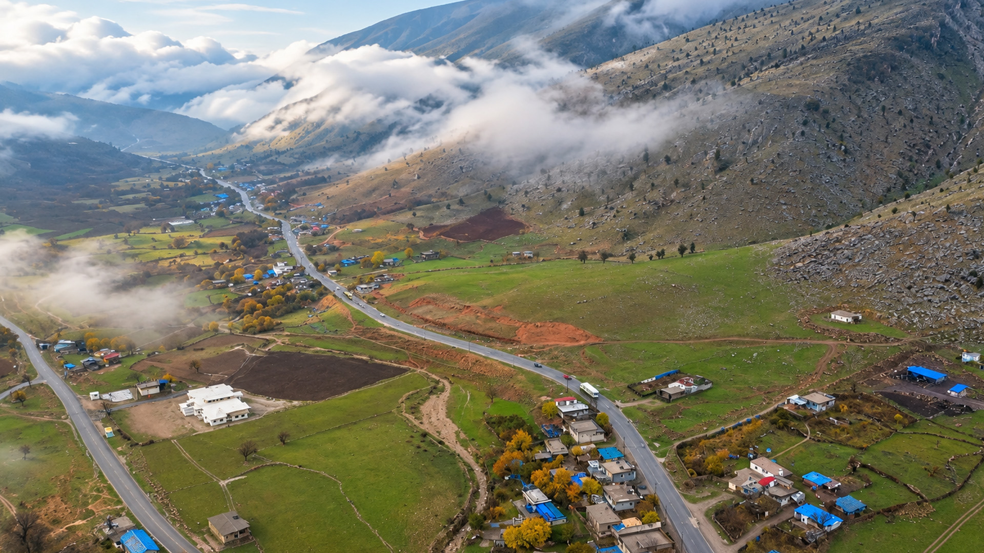 Small villages scattered between Iraq's towering mountains