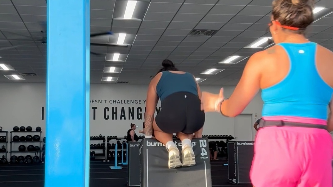 Fitness enthusiast takes a big faceplant mid box jump