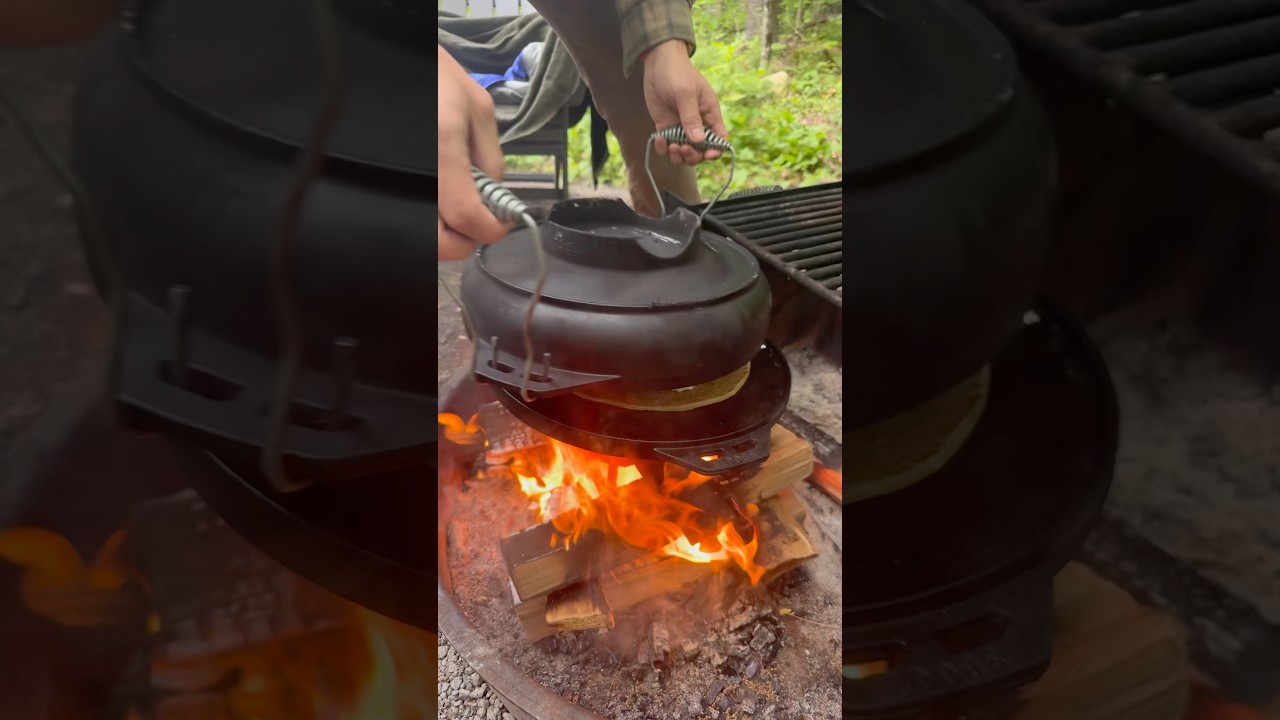 We cooked pizza dough over a campfire 🔥