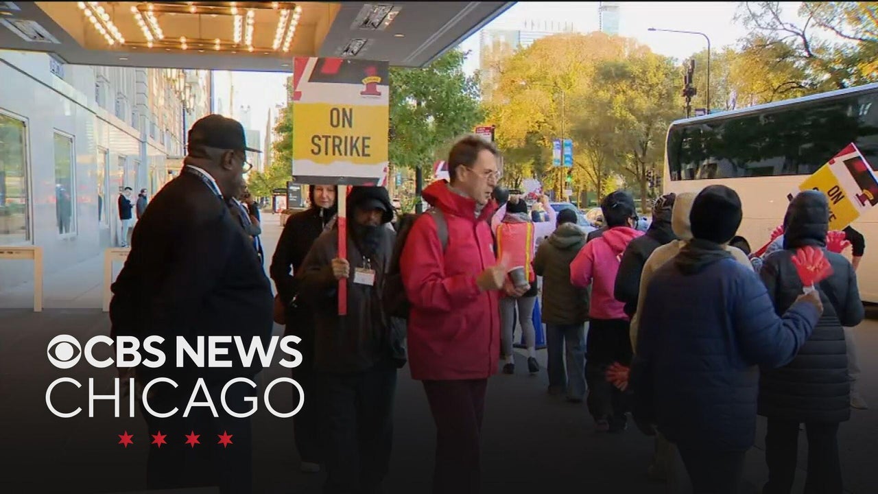 Hotel workers on strike in downtown Chicago