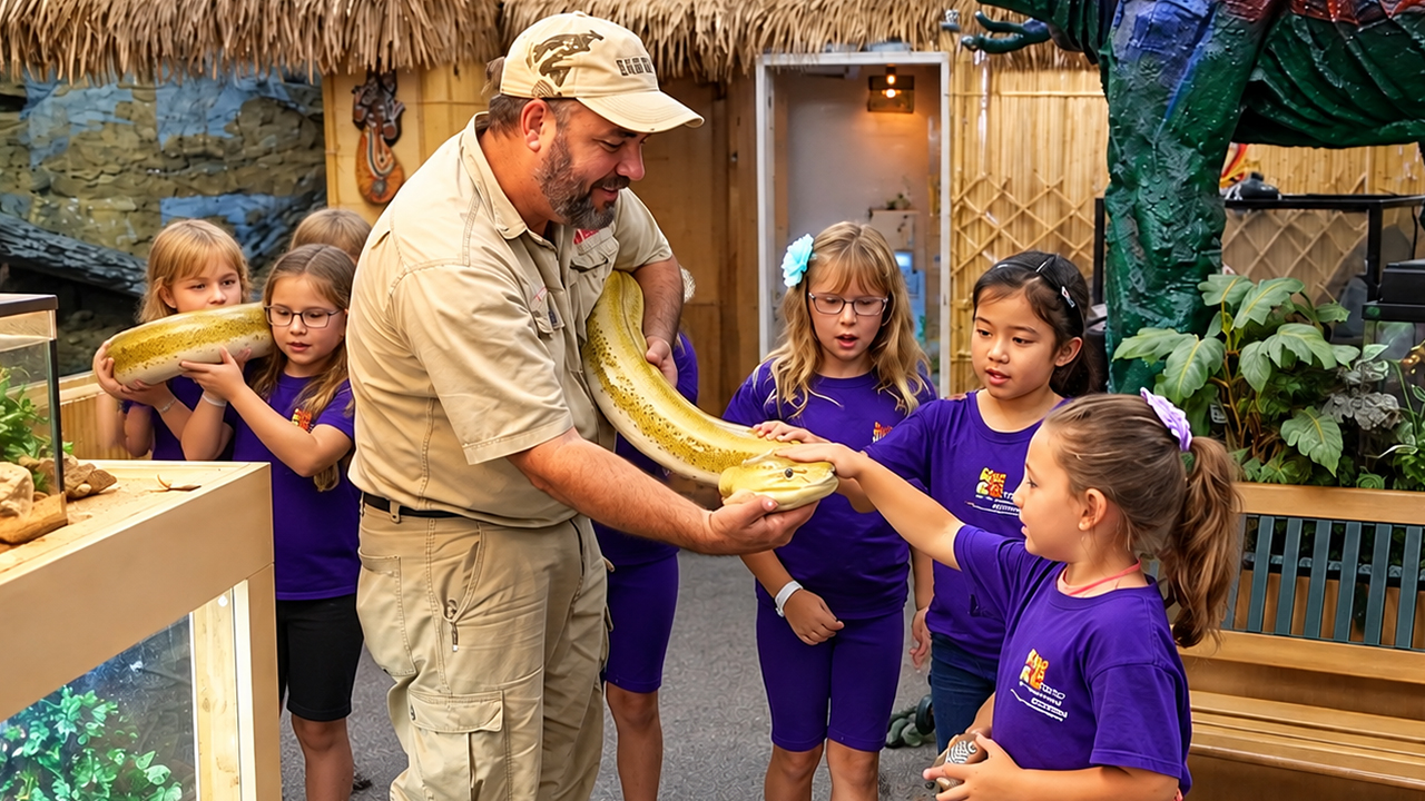 These kids team up to move a massive python