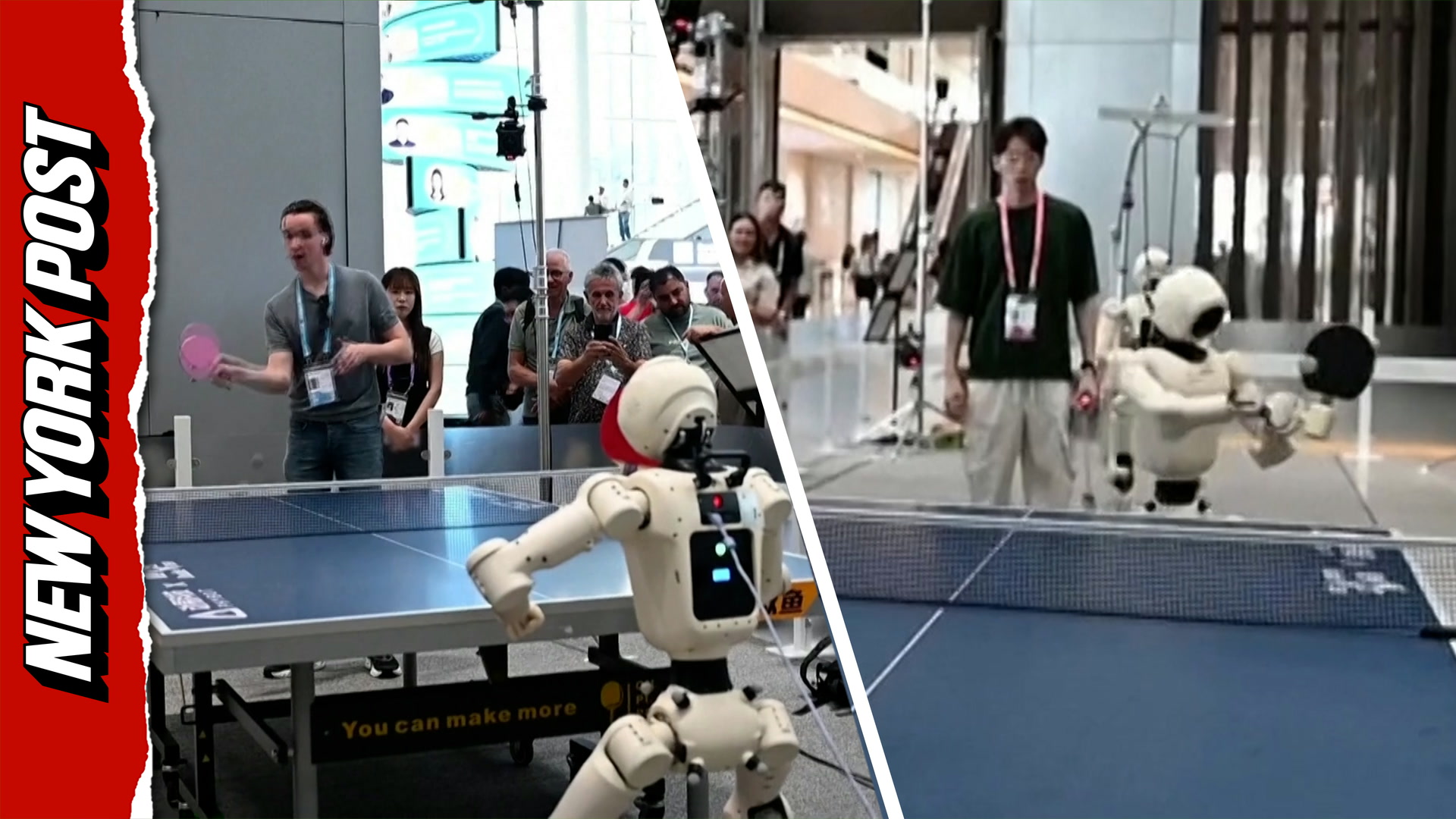 Humanoid robots take on humans in table tennis showdown