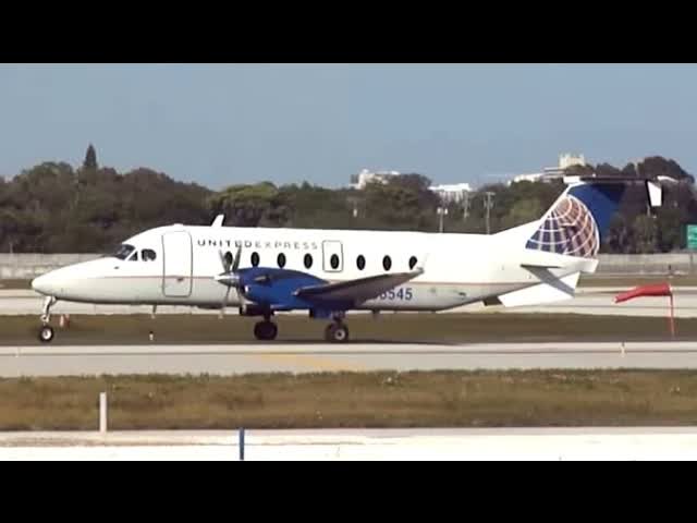 United Express Beech 1900D takeoff from FLL