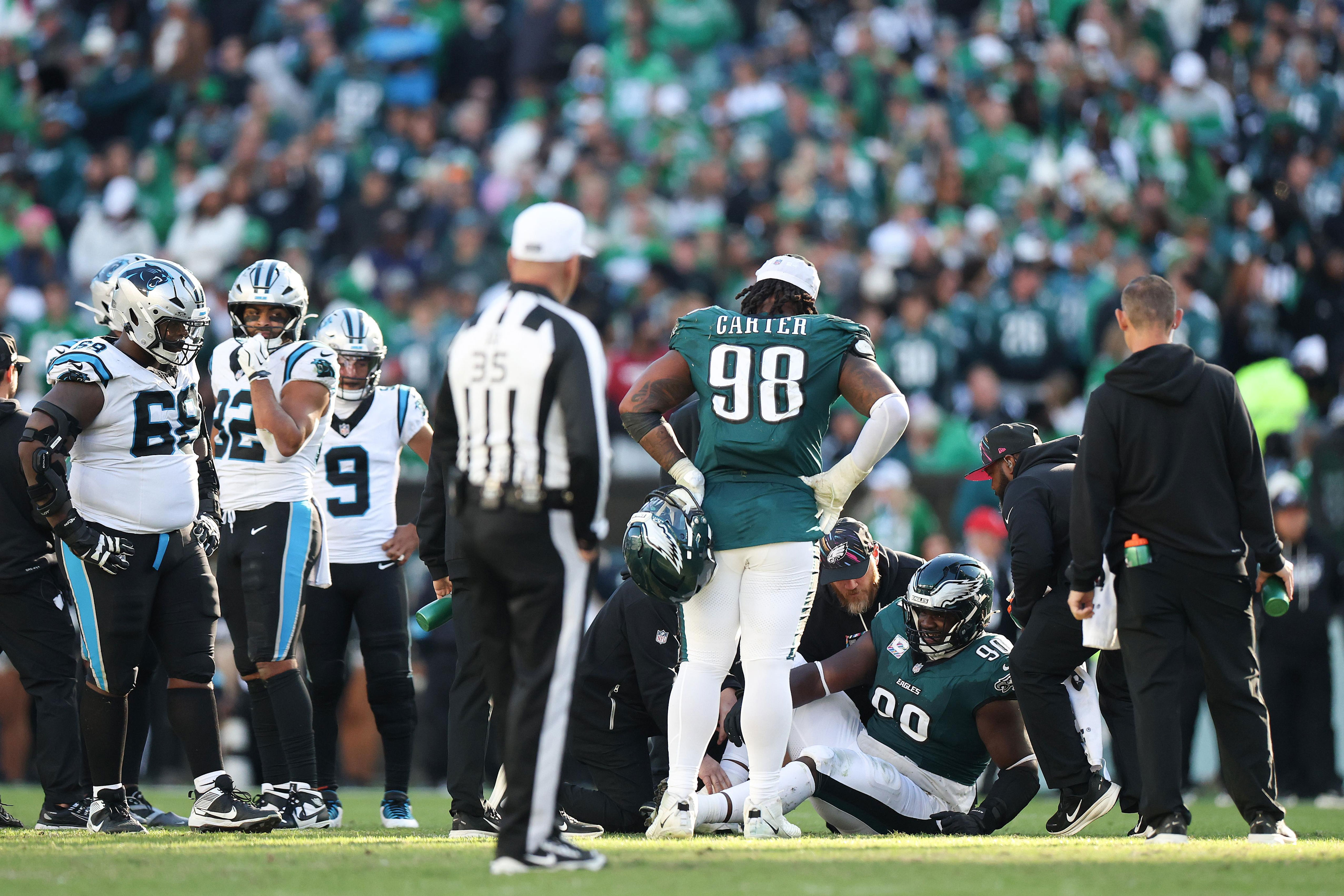 Eagles injuries stack up late against the Panthers
