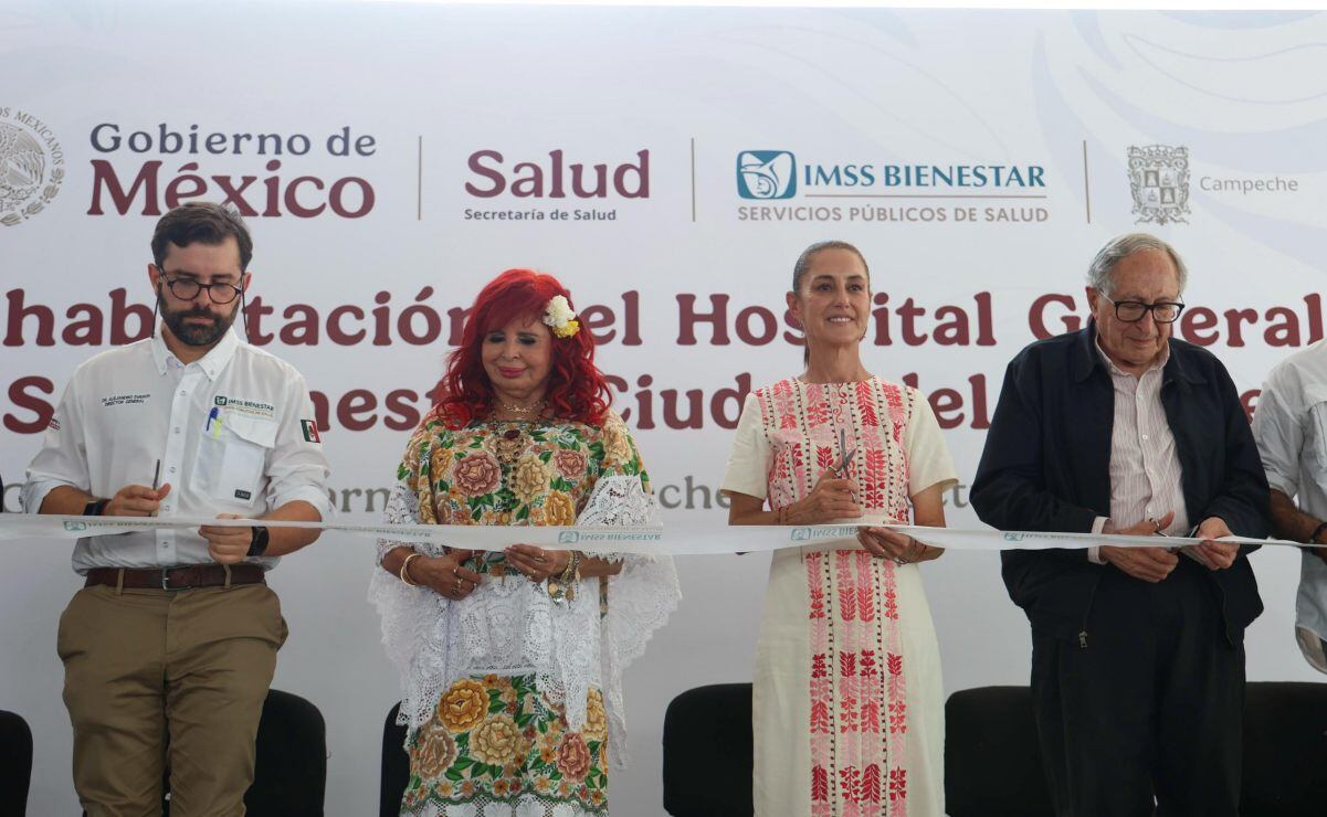La presidenta Claudia Sheinbaum en la Rehabilitación del Hospital General IMSS-Bienestar Ciudad del Carmen el 18 de octubre de 2026. Foto: Presidencia