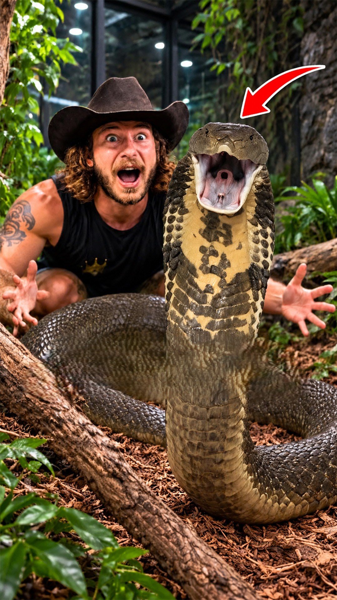 Observing a yellow anaconda up close