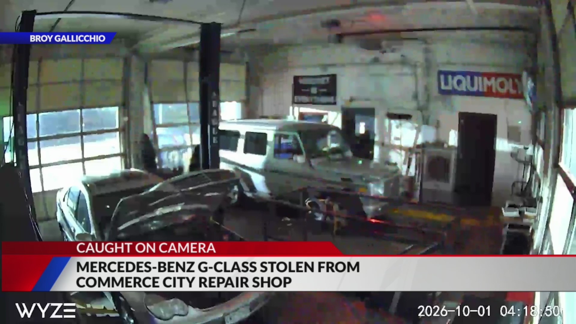 Suspects ram a stolen car through an auto body shop’s garage door