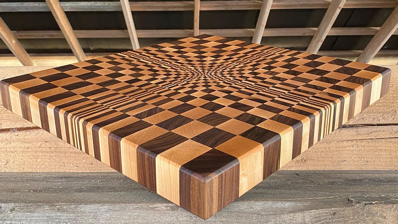 Building an optical illusion end grain cutting board