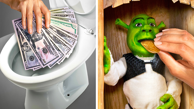 Crafting a fun toilet piggy bank with Shrek inside!