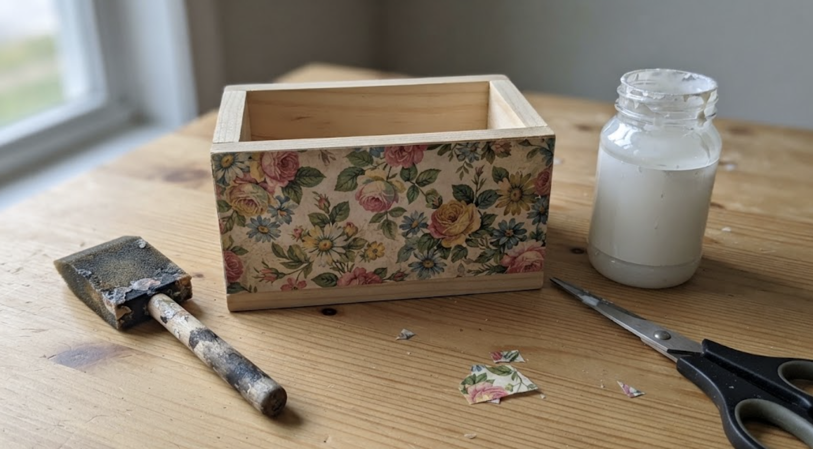How to give a plain wooden planter box a bright custom floral makeover
