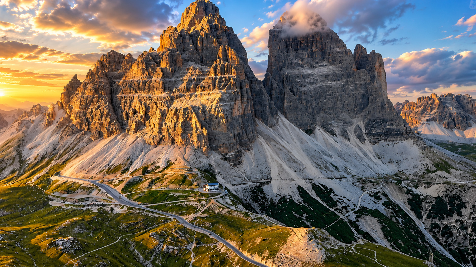 How small is this road beneath the Dolomites?