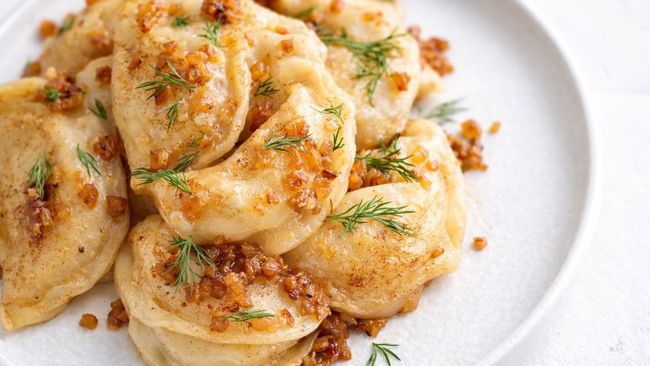 Delicious homemade pierogi with a creamy potato filling