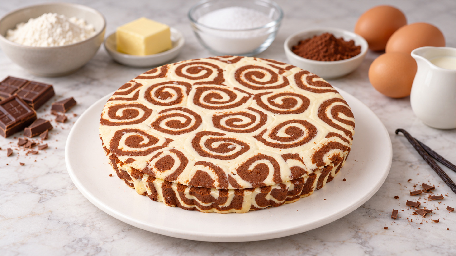 Chocolate filled spiral cookie dough tart