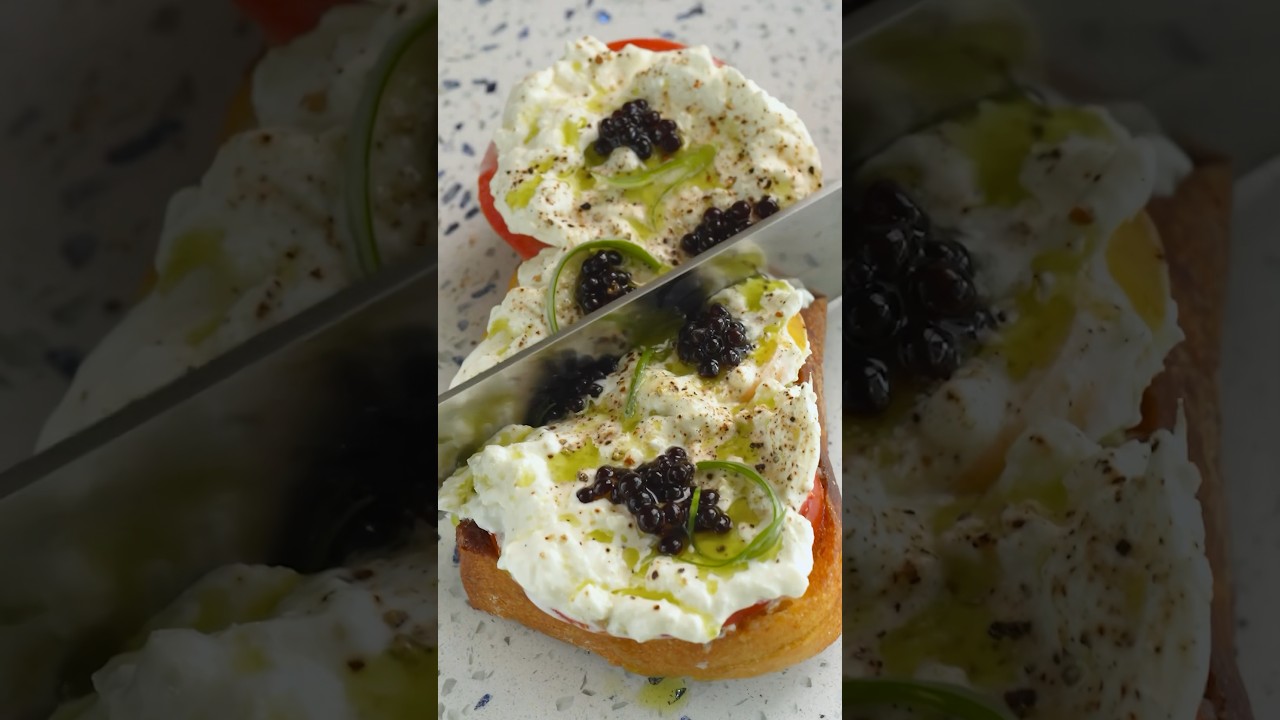 Balsamic caviar caprese toast: a game changer