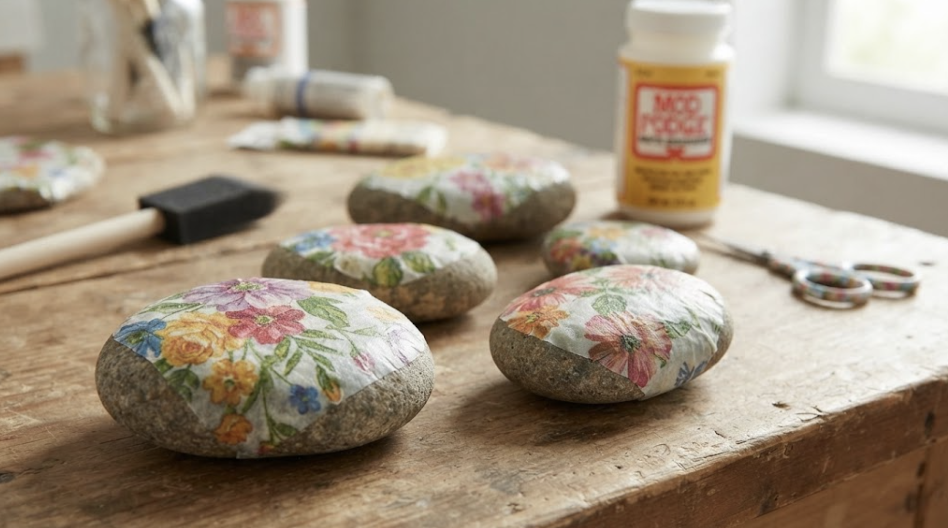 How to make easy decoupage kindness rocks using paper napkins