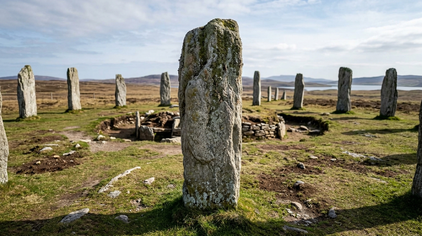 Callanish’s 2.77-metre monolith was reset in its original Neolithic socket