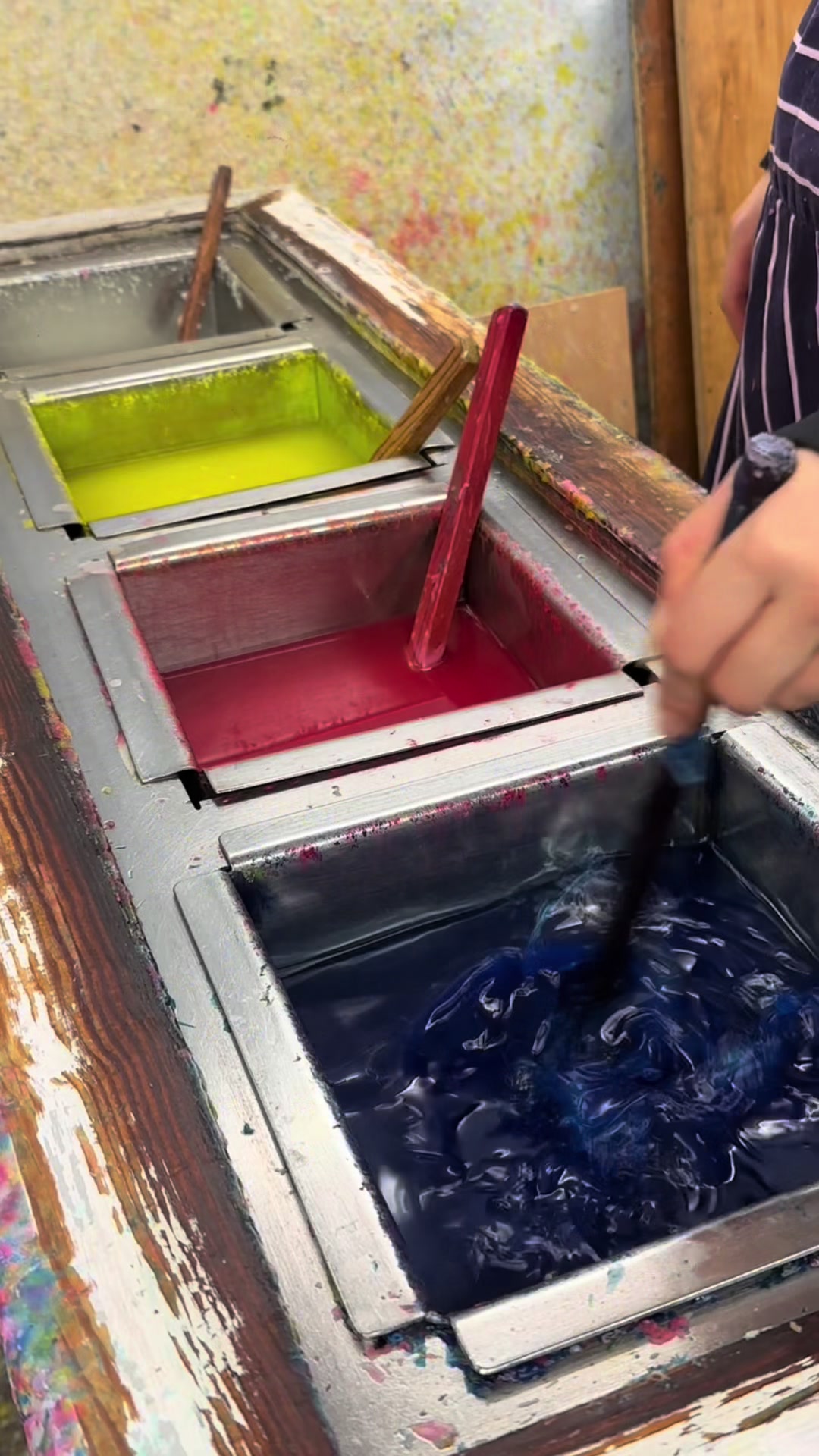 Satisfying candle wax mixing during the crafting process