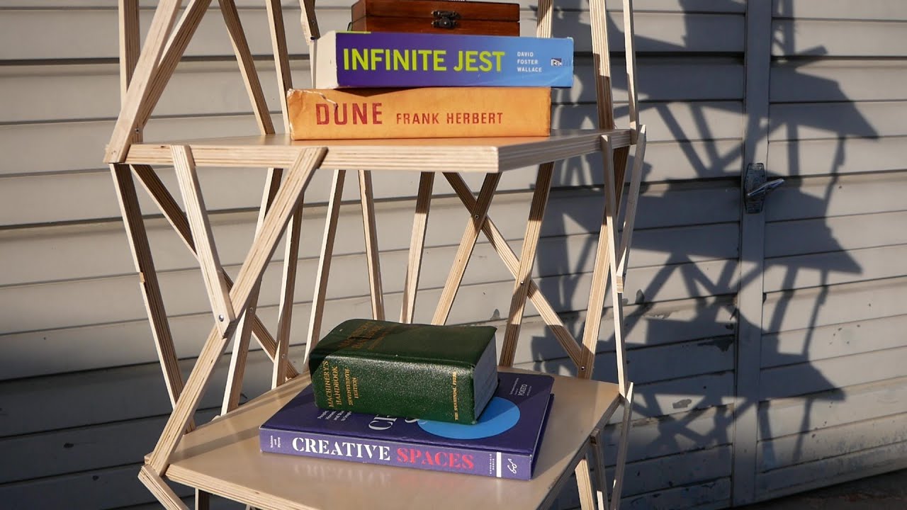 DIY modern plywood shelving unit