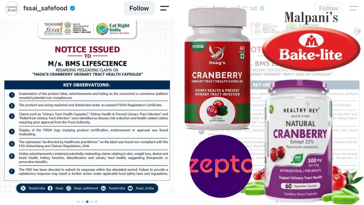 FSSAI issues notices to Zepto, Bakelite, 2 supplement firms over ...