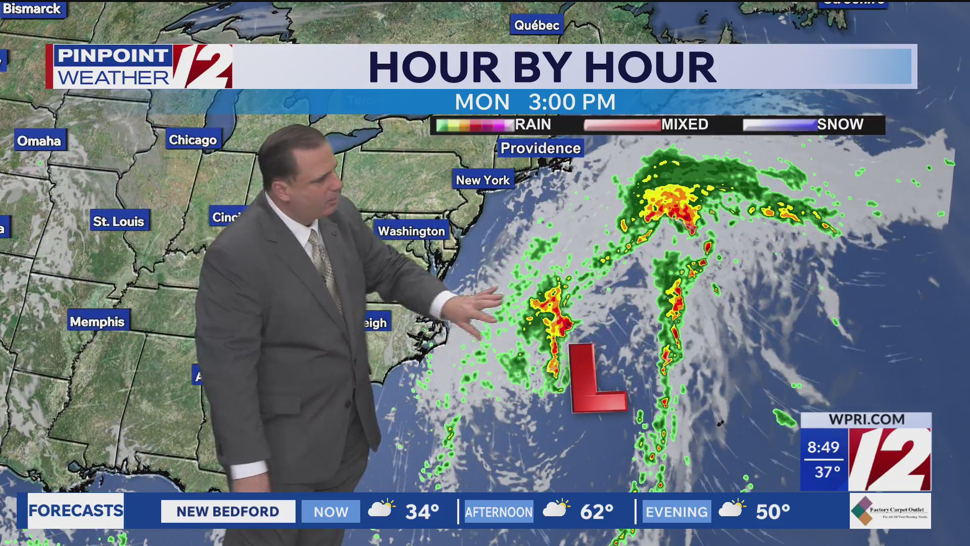 WPRI 12 weather forecast for 10/19/26: Sun and clouds today, pleasant