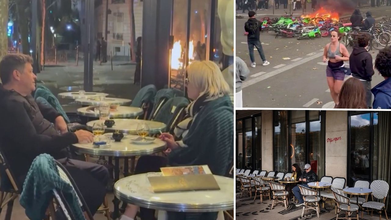 Jogging past burning bikes, sipping wine beside flames: Paris's surreal ...