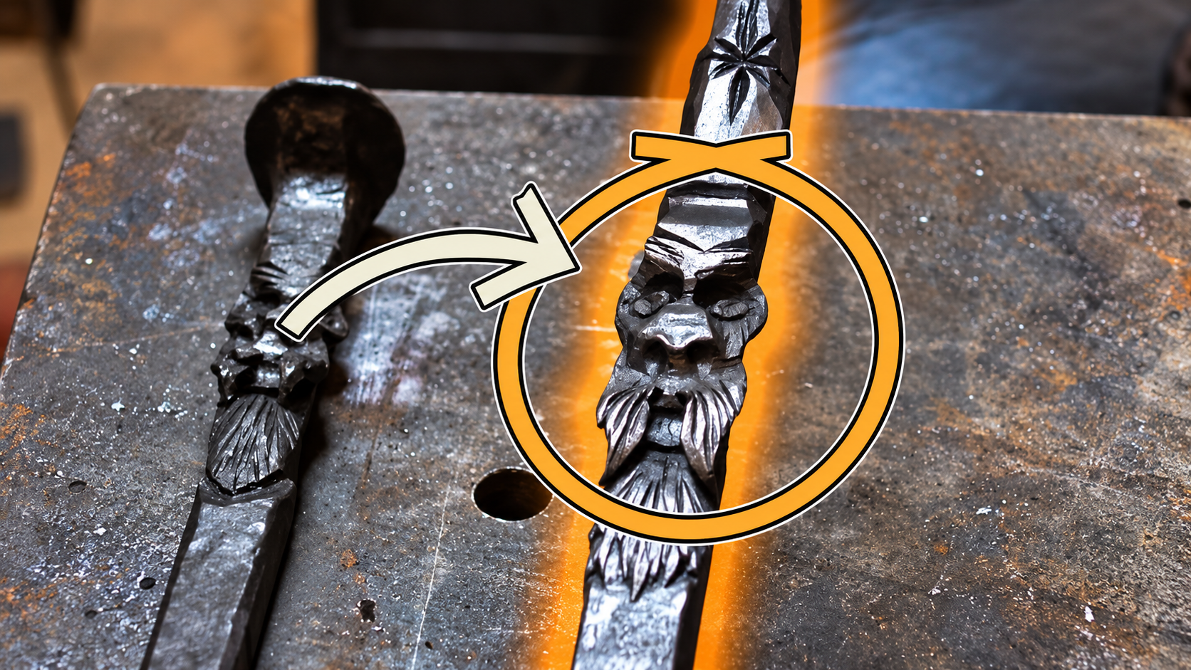 Forging a wizard's head from a railroad spike