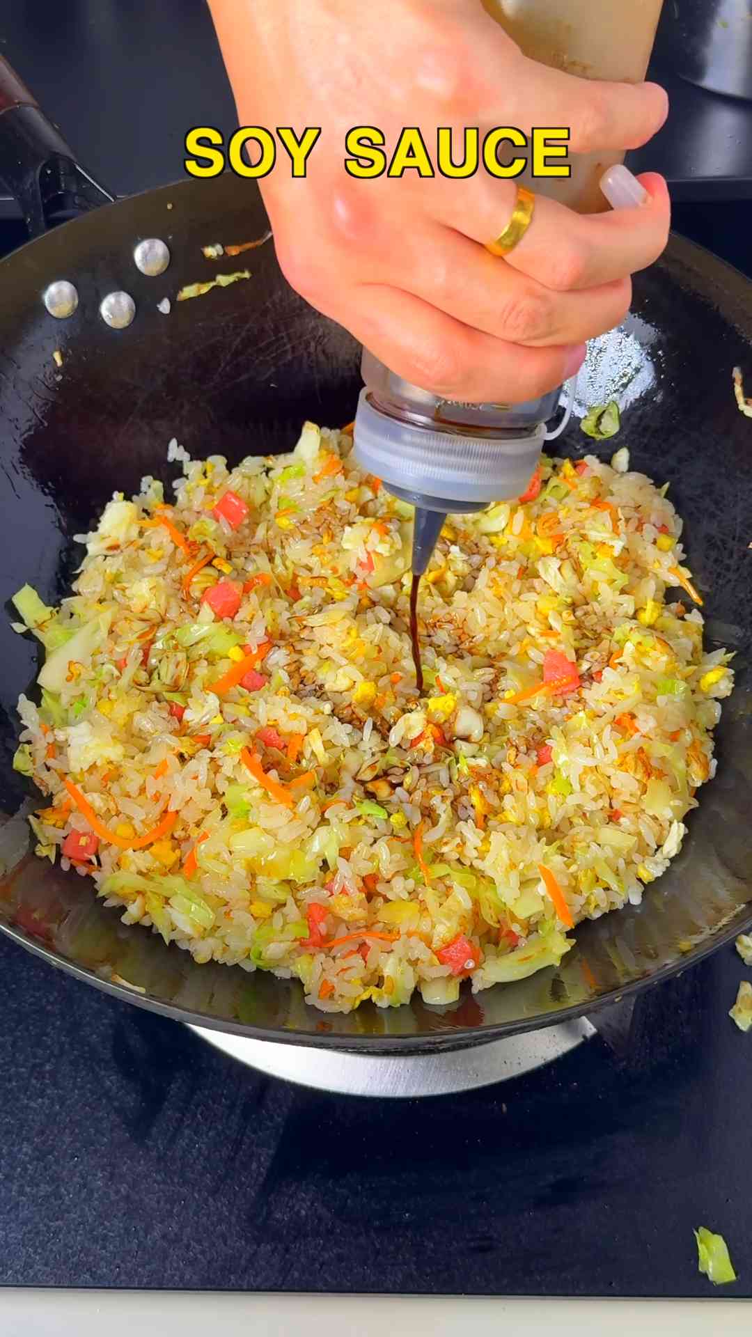 Fluffy vegetable egg fried rice with classic Chinese flavor