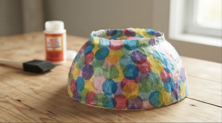 How to make a colorful confetti bowl using Mod Podge and paper