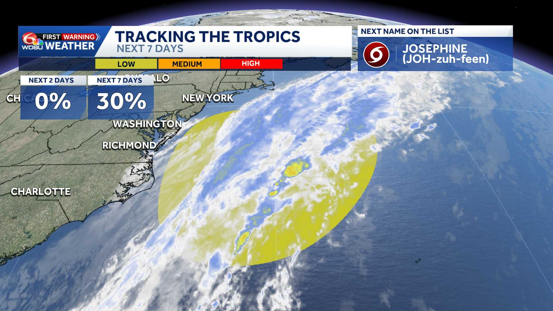Subtropical storm Josephine and another Atlantic disturbance