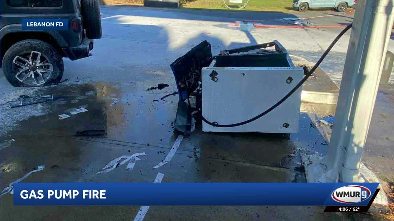 Gas pump catches fire after car collision in Lebanon