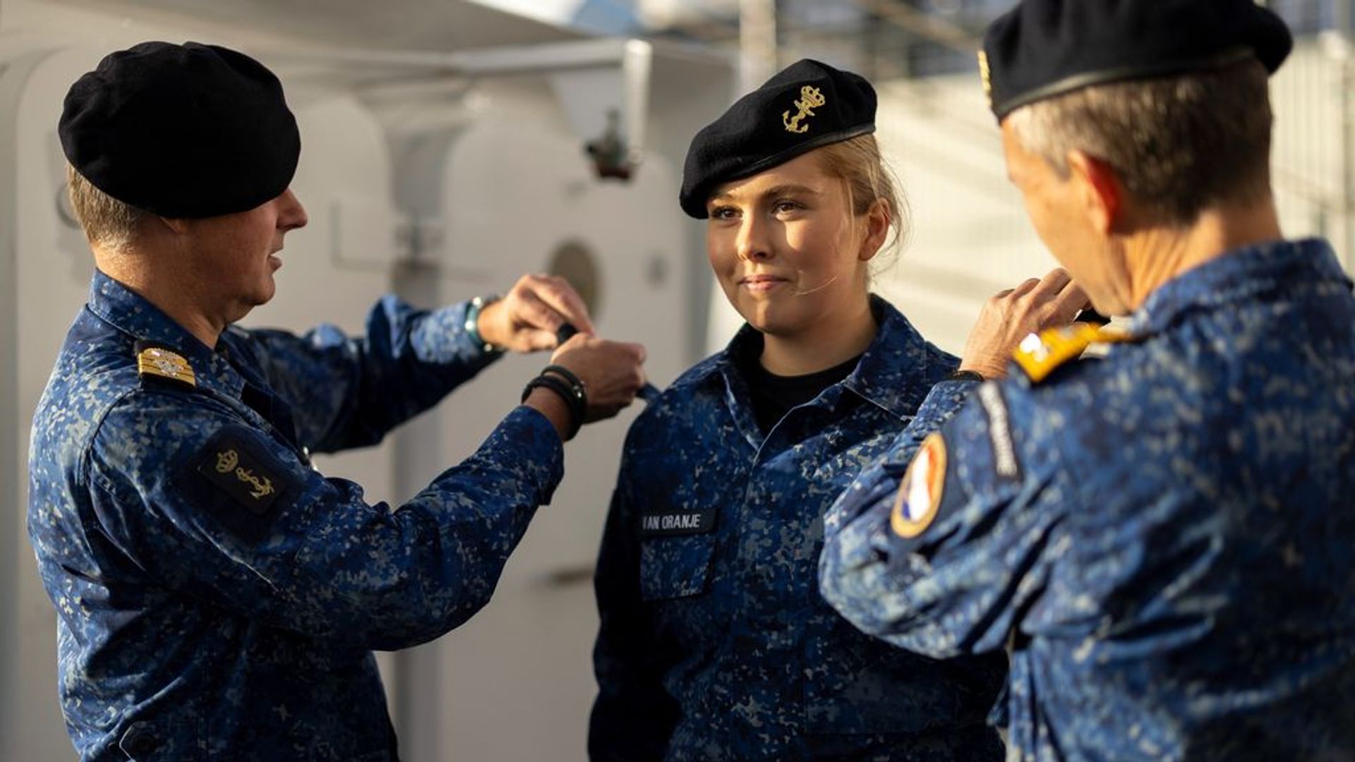 Princess Amalia gets soaked on deck as she earns a new rank in the ...