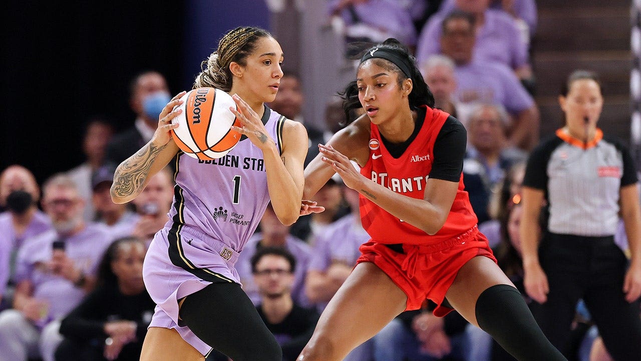 Golden State Valkyries star Gabby Williams and Atlanta Dream star Angel Reese are the among the players who remained off the floor at the WNBA Finals during the national anthem. Getty Images