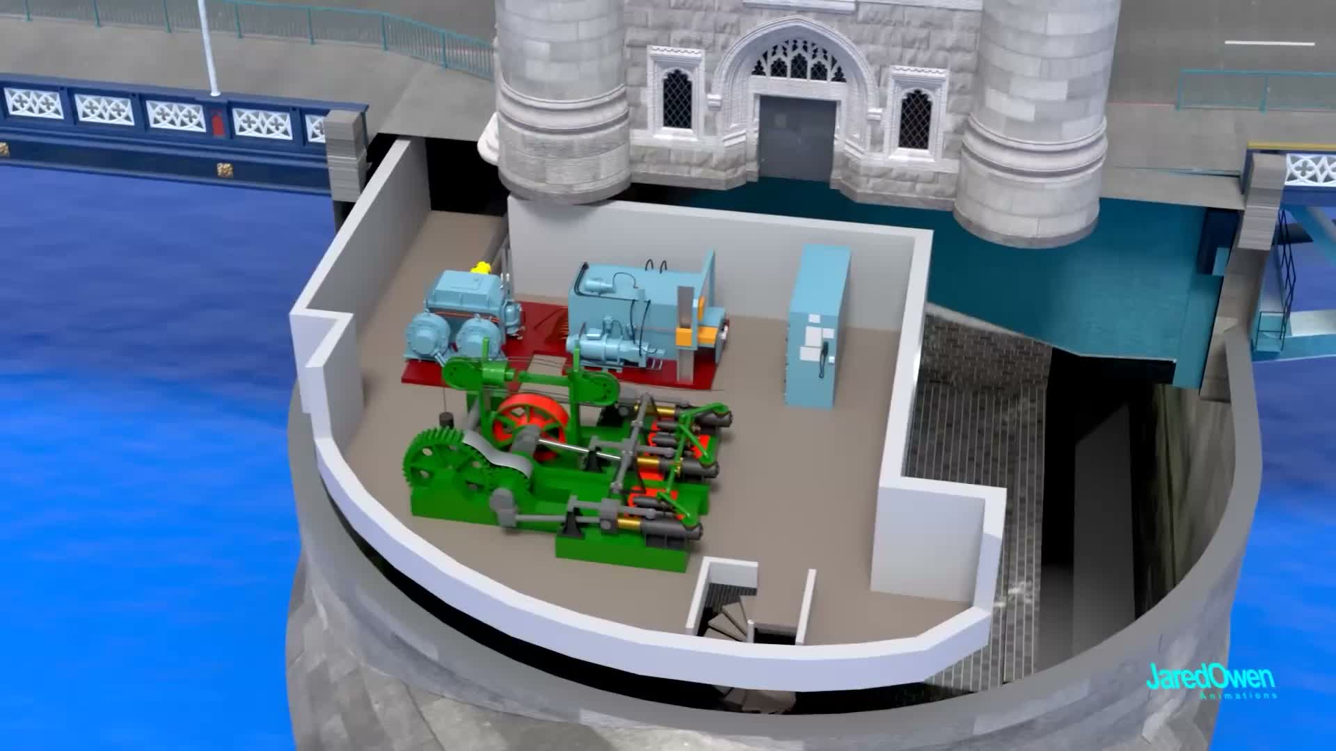 Inside Tower Bridge engine room (London, England)