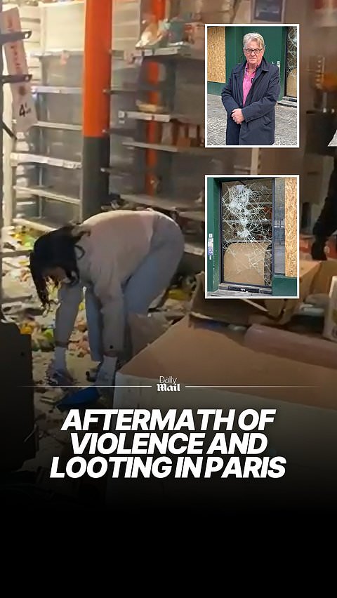 The aftermath of violence and looting on the streets of Paris