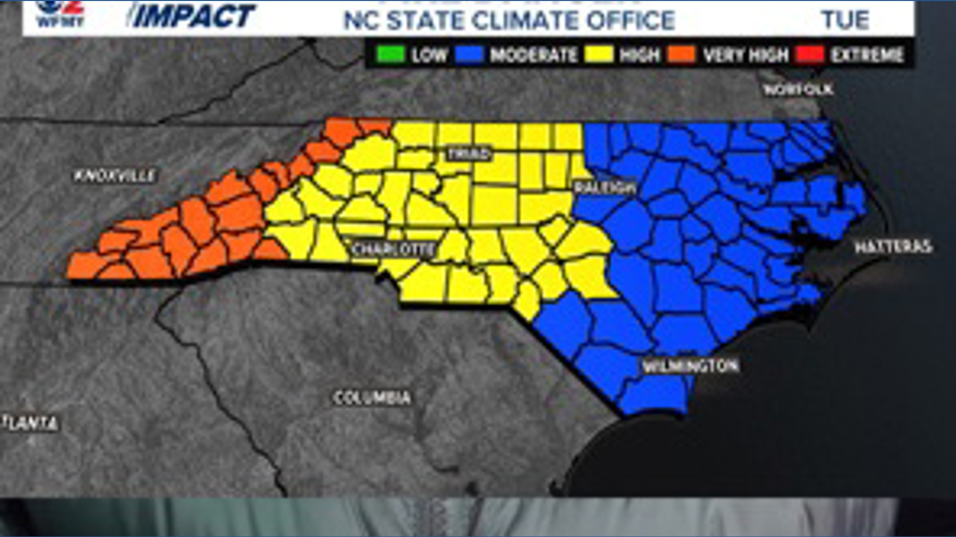 High fire danger expected across the Triad on Tuesday