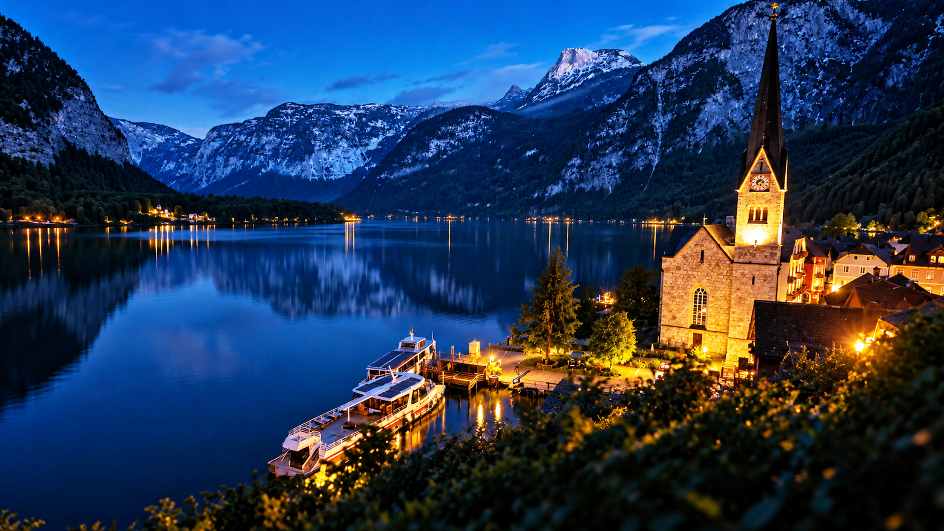 Hallstatt Austria where alpine lights meet the lake (4K)