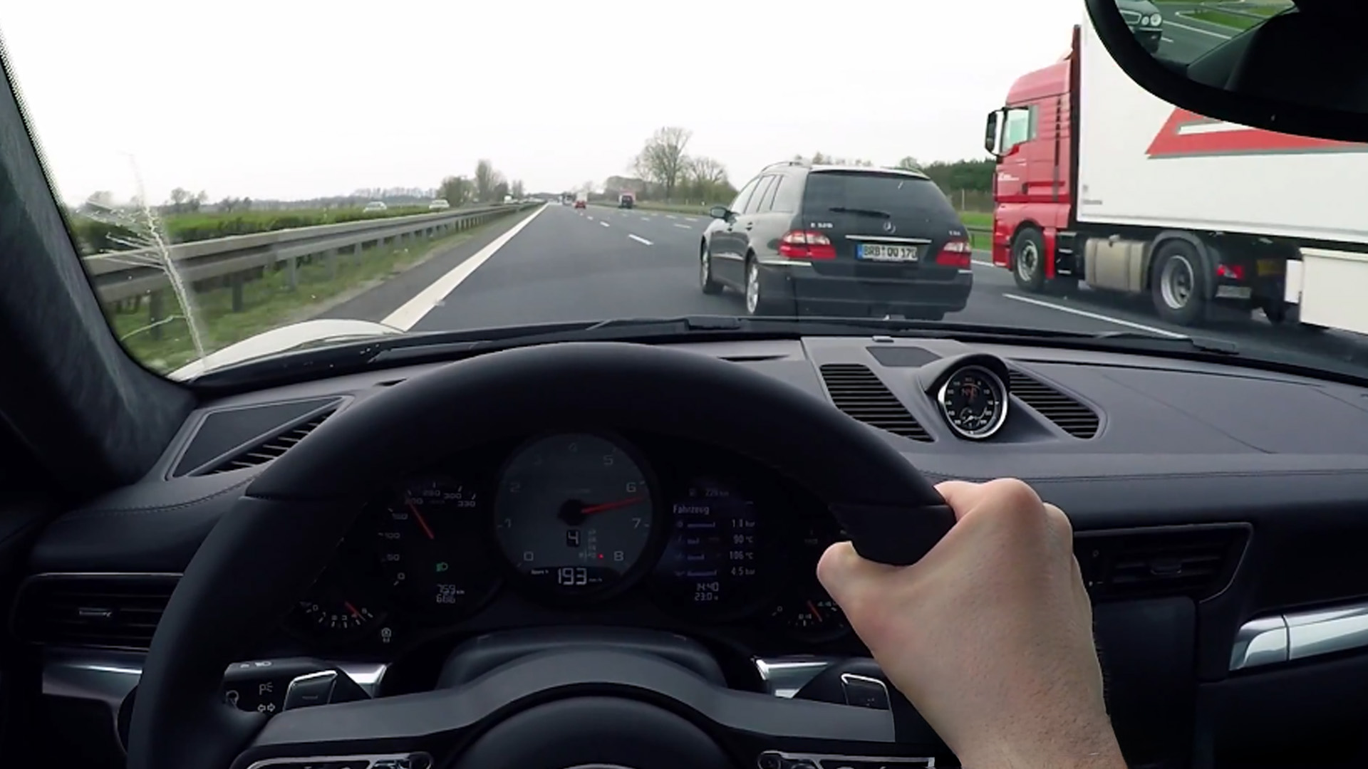 Porsche 911 autobahn drive with onboard sound