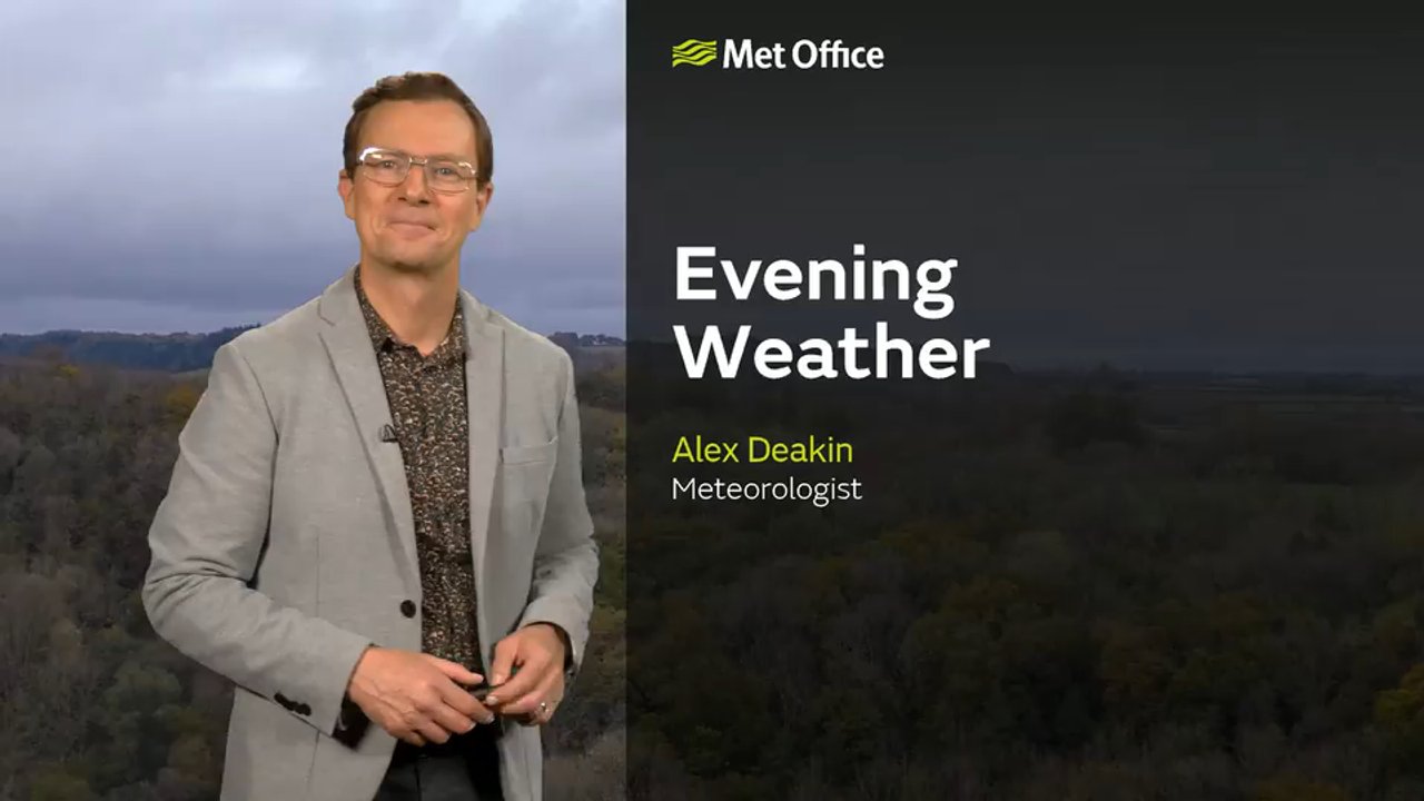 Met Office Monday evening weather forecast 12/10/2026