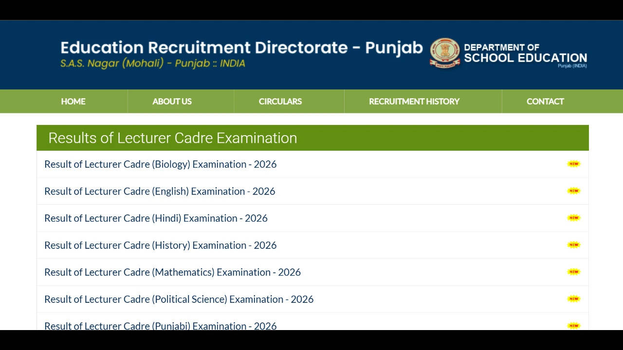 ERD Punjab lecturer result 2026 declared for 1,013 posts: Check direct ...
